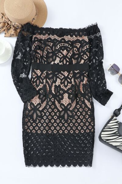 Mariah Off-Shoulder Long Sleeve Lace Dress