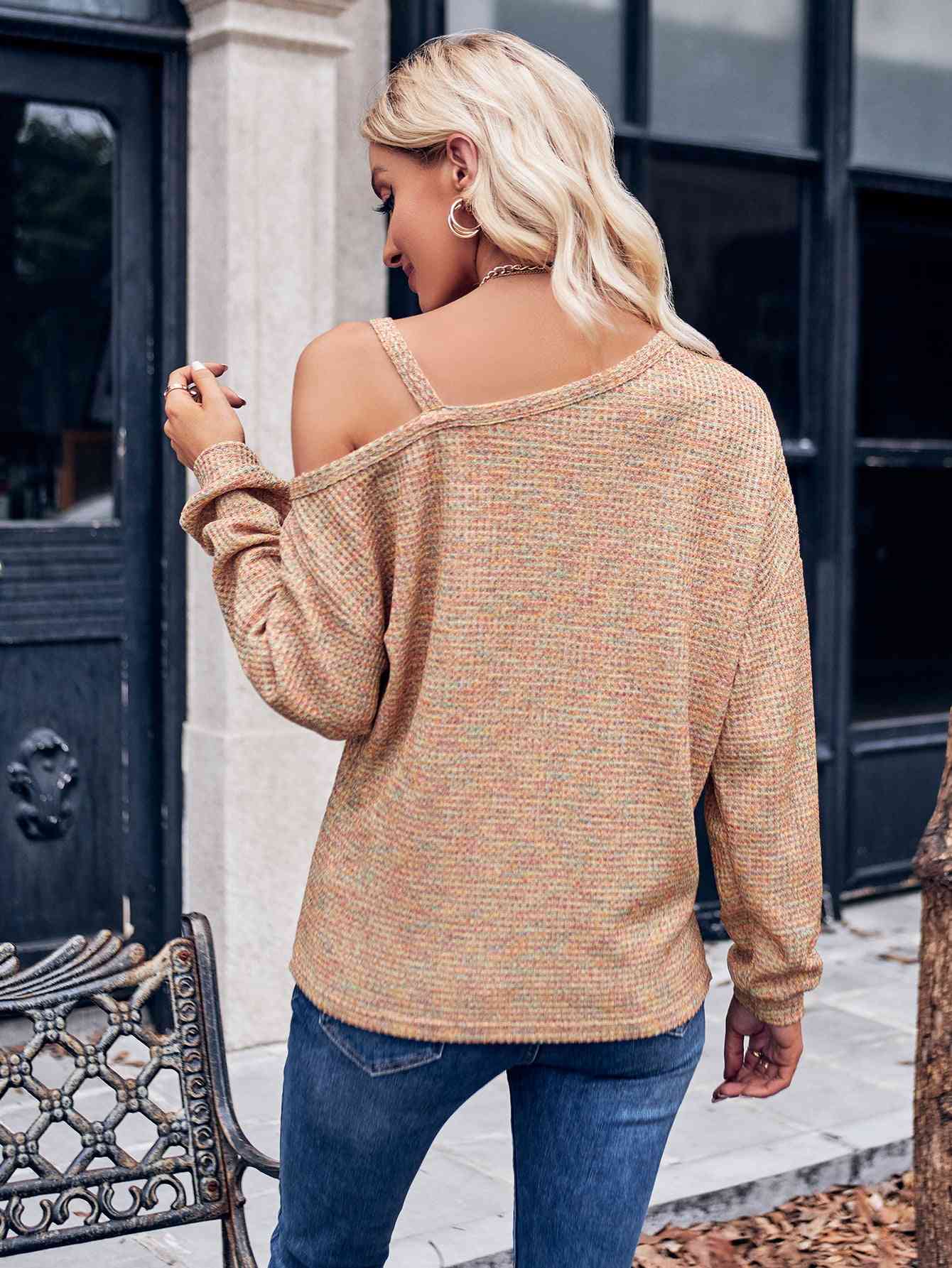 Julian Asymmetrical Dropped Shoulder Long Sleeve Knit Top