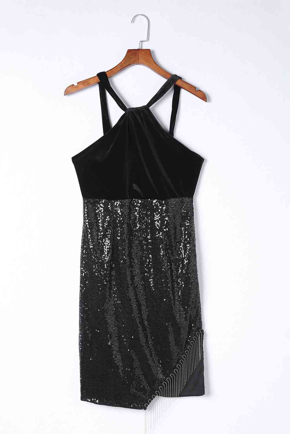 Leslie Sequin Fringe Detail Sleeveless Dress