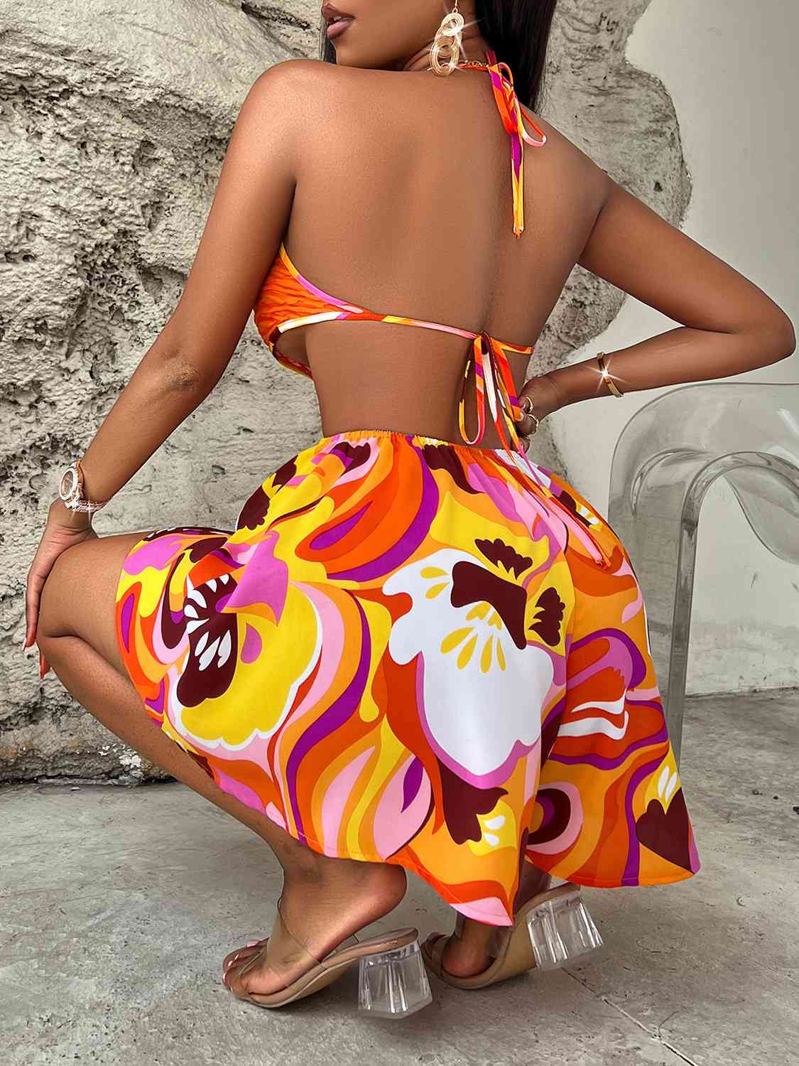 Noemi Sleeveless Cutout Printed Mini Dress