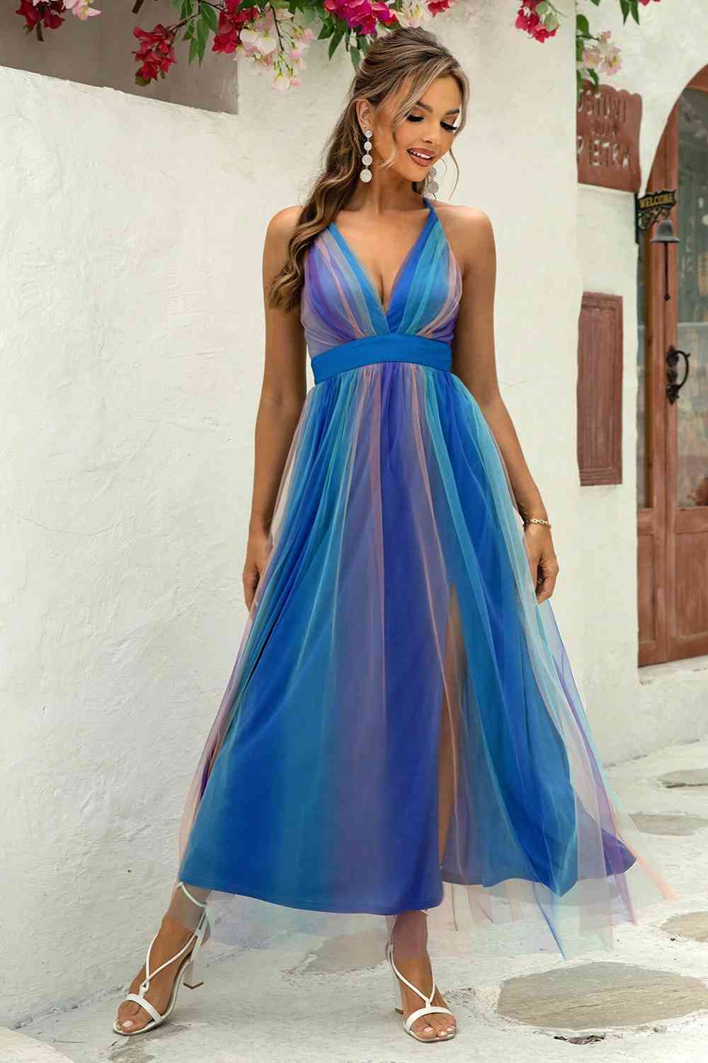 Maya Crisscross Backless Mesh Dress