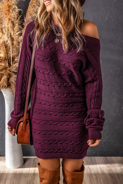 Willow Cable-Knit Boat Neck Sweater Dress