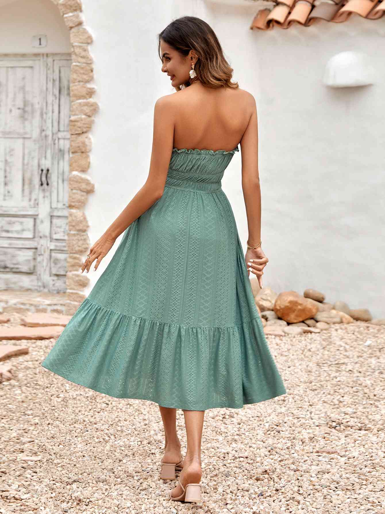 Georgia Frill Trim Strapless Midi Dress