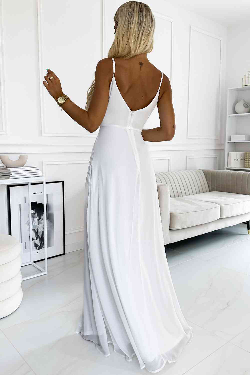 Drew Spaghetti Strap Sweetheart Neck Split Dress