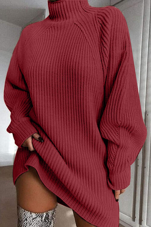Lauren Mock Neck Dropped Shoulder Sweater Dress