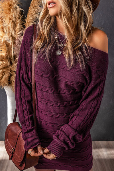 Willow Cable-Knit Boat Neck Sweater Dress