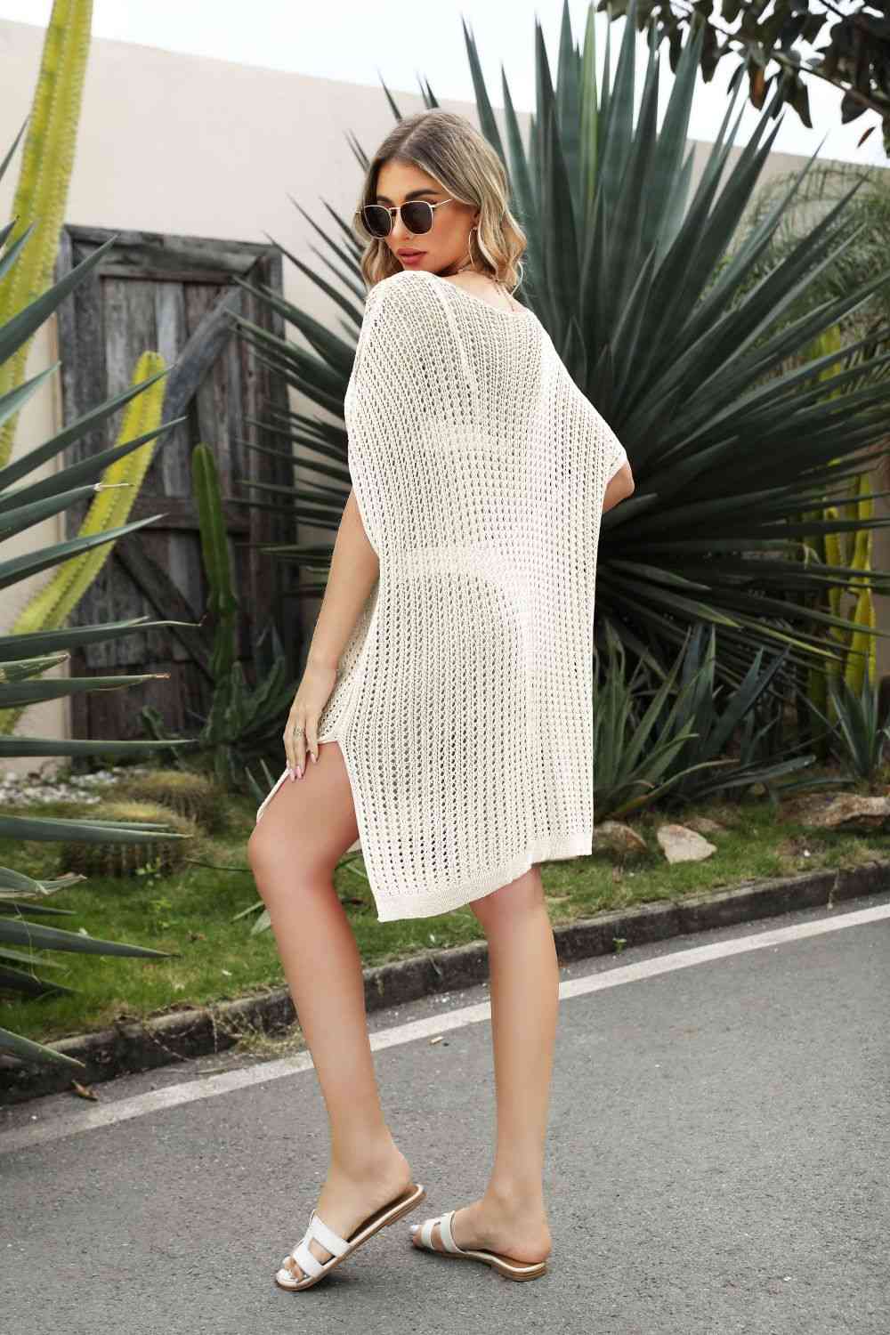 Adele Openwork Side Slit Cover-Up Dress