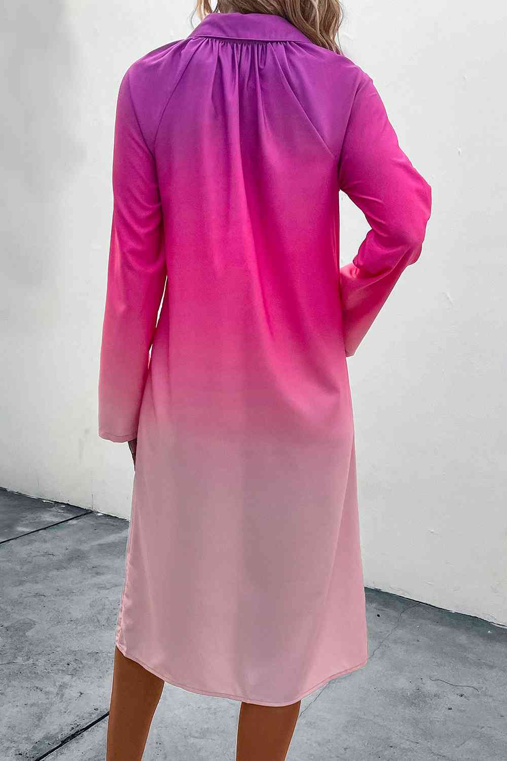 Aubree Gradient Long Sleeve Shirt Dress