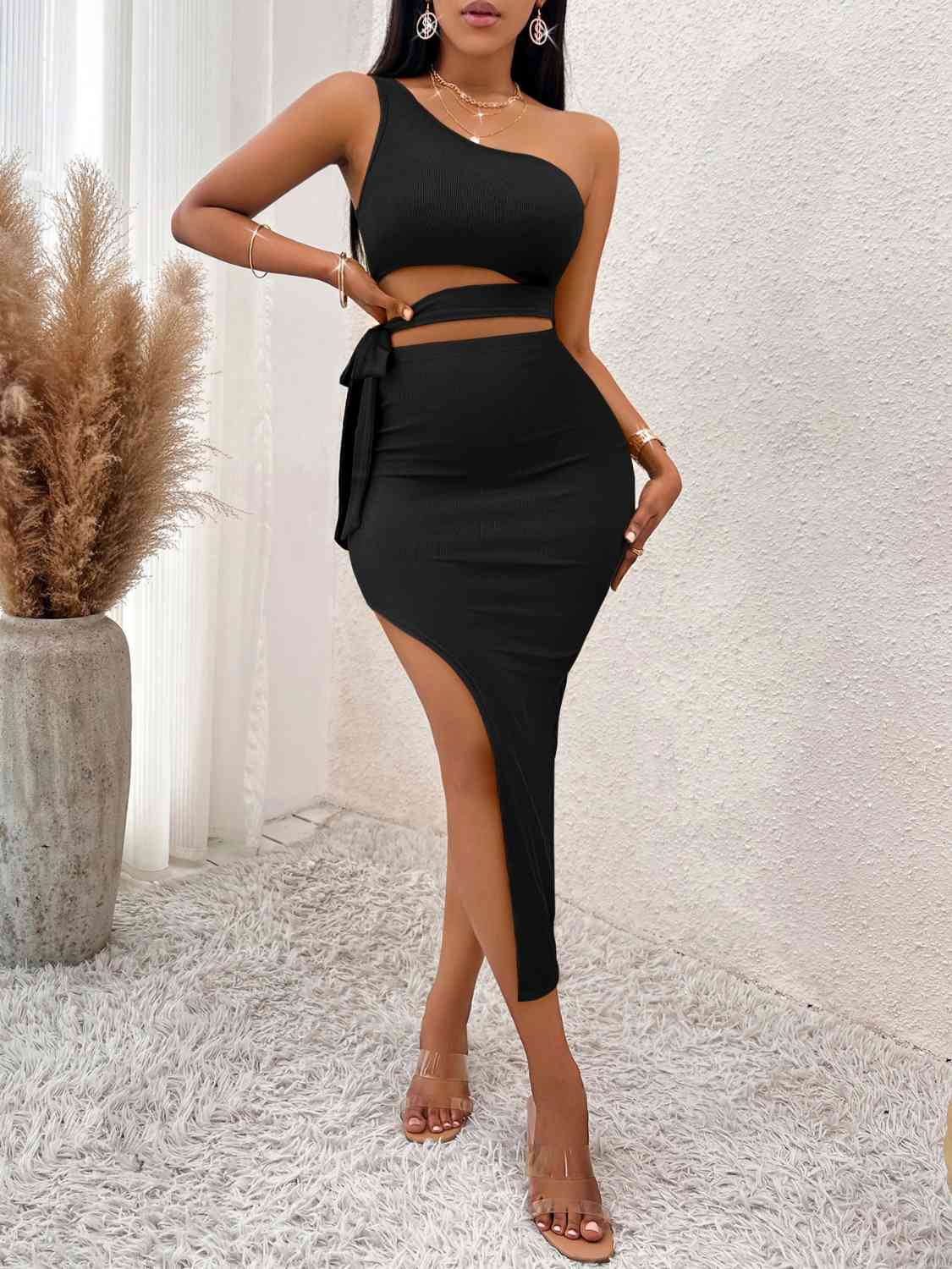 Luz Tie Waist Asymmetrical Midi Dress