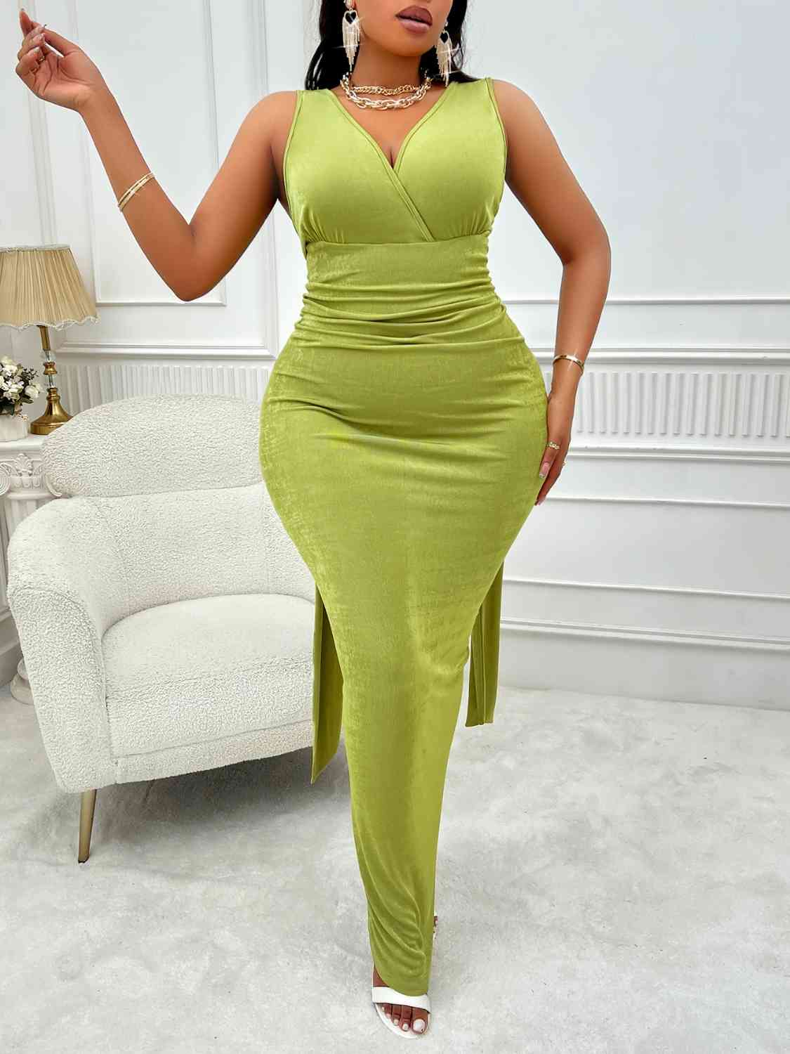 Bianca Plus Size Backless Ruched Dress