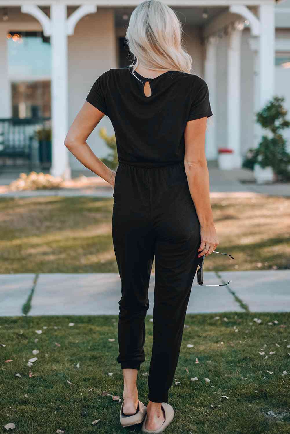 Aurora Belted V-Neck Jogger Jumpsuit