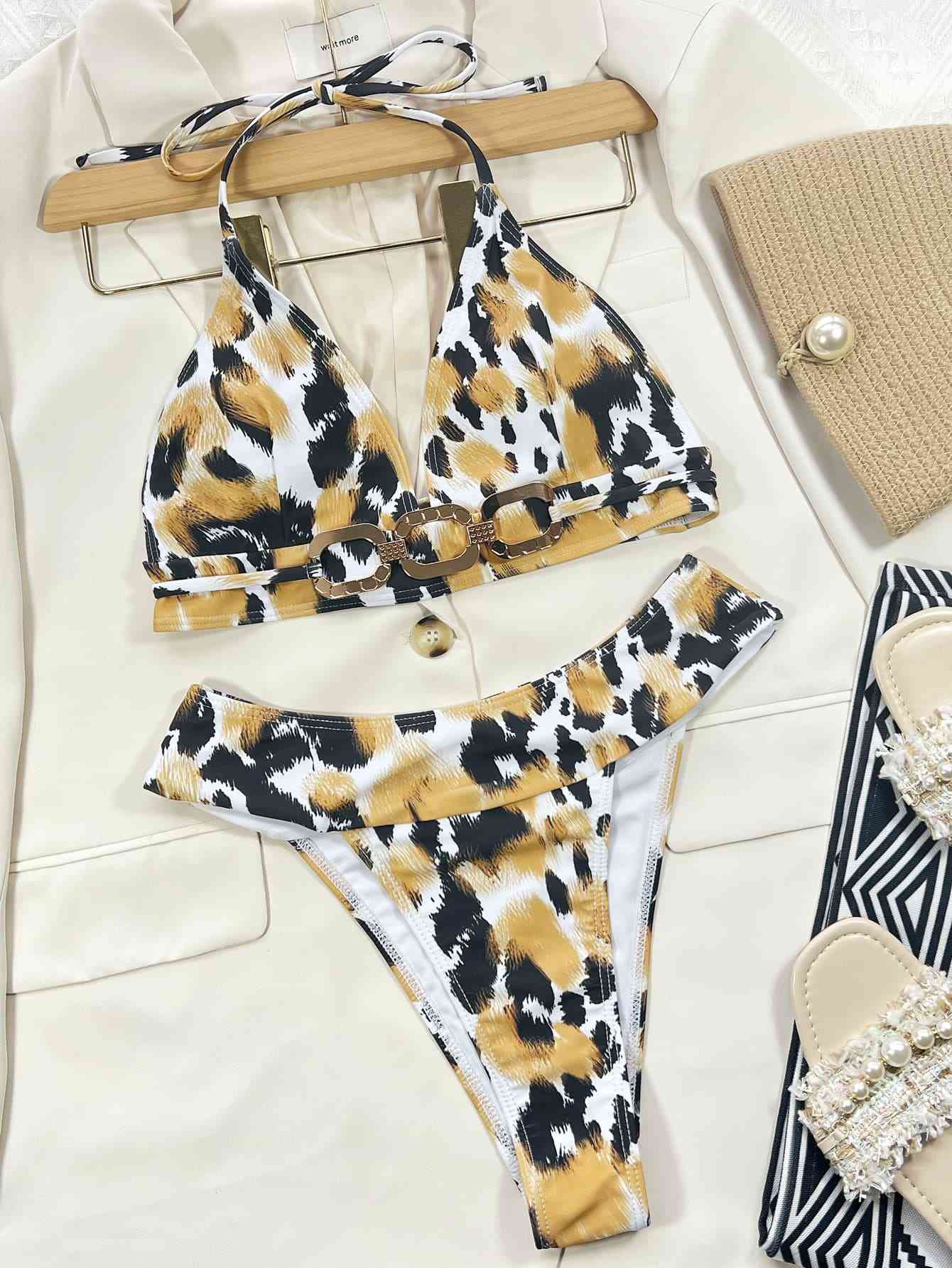 Safari Sizzle Animal Print Halter Neck Bikini Set