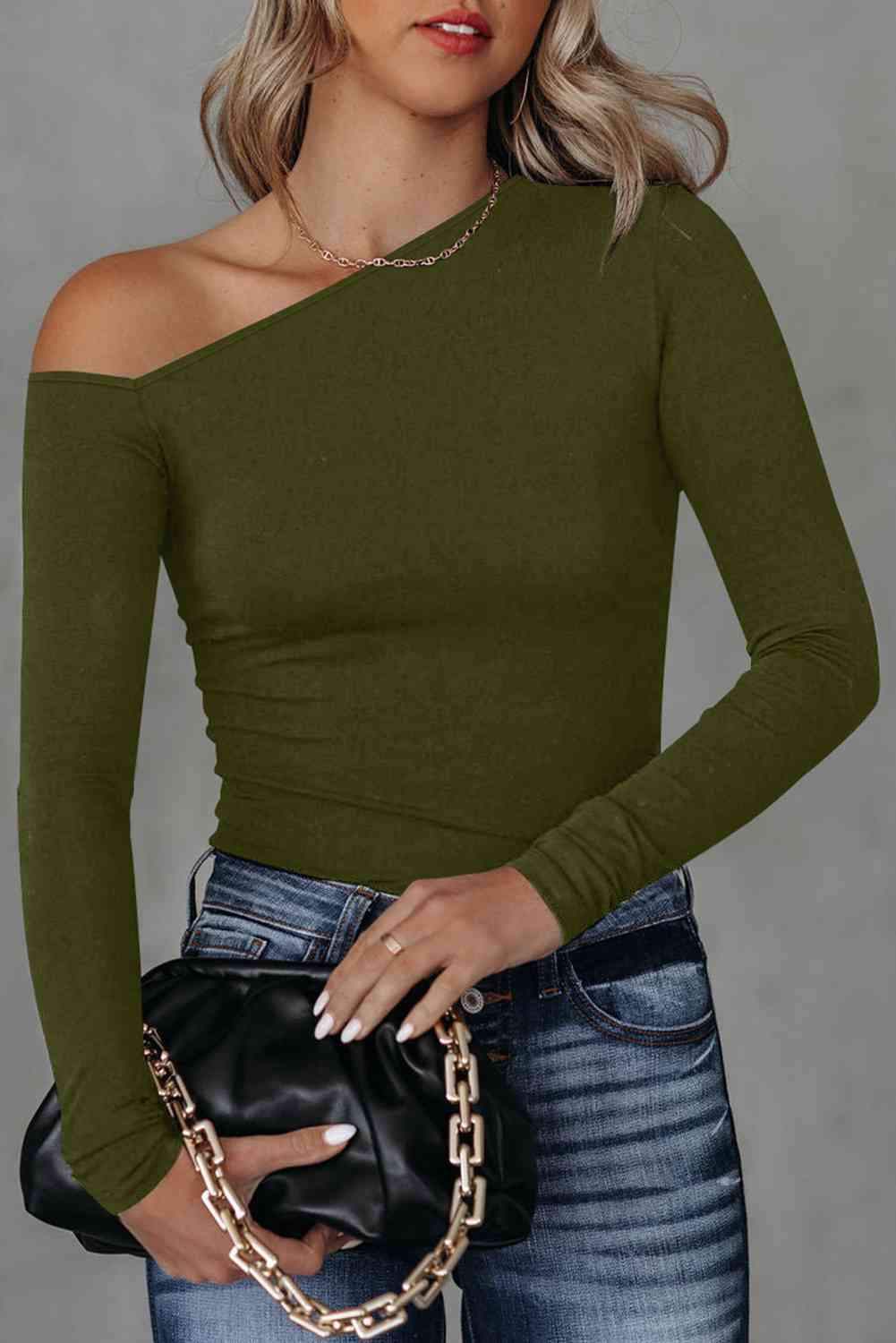 Mimi Asymmetrical Neck Long Sleeve Top