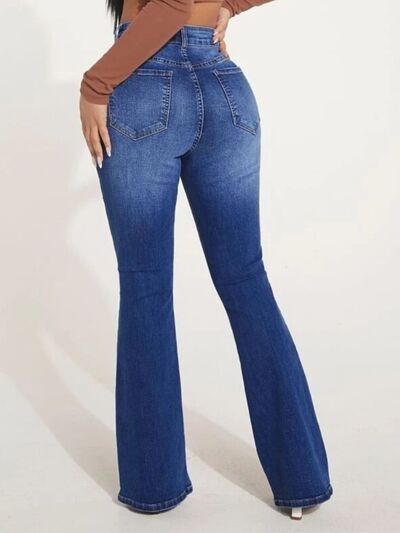 Queenie Button Fly Bootcut Jeans with Pockets