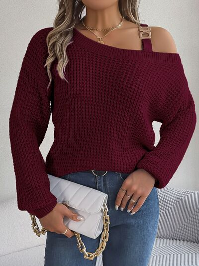 Joi Asymmetrical Neck Long Sleeve Sweater