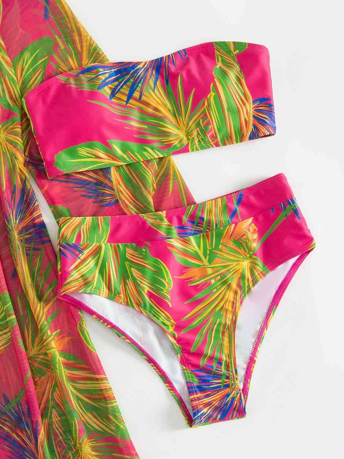 Cabo Botanical Print Tube Top, Swim Bottoms, and Cover Up Set