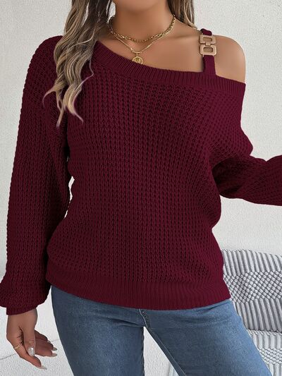 Joi Asymmetrical Neck Long Sleeve Sweater