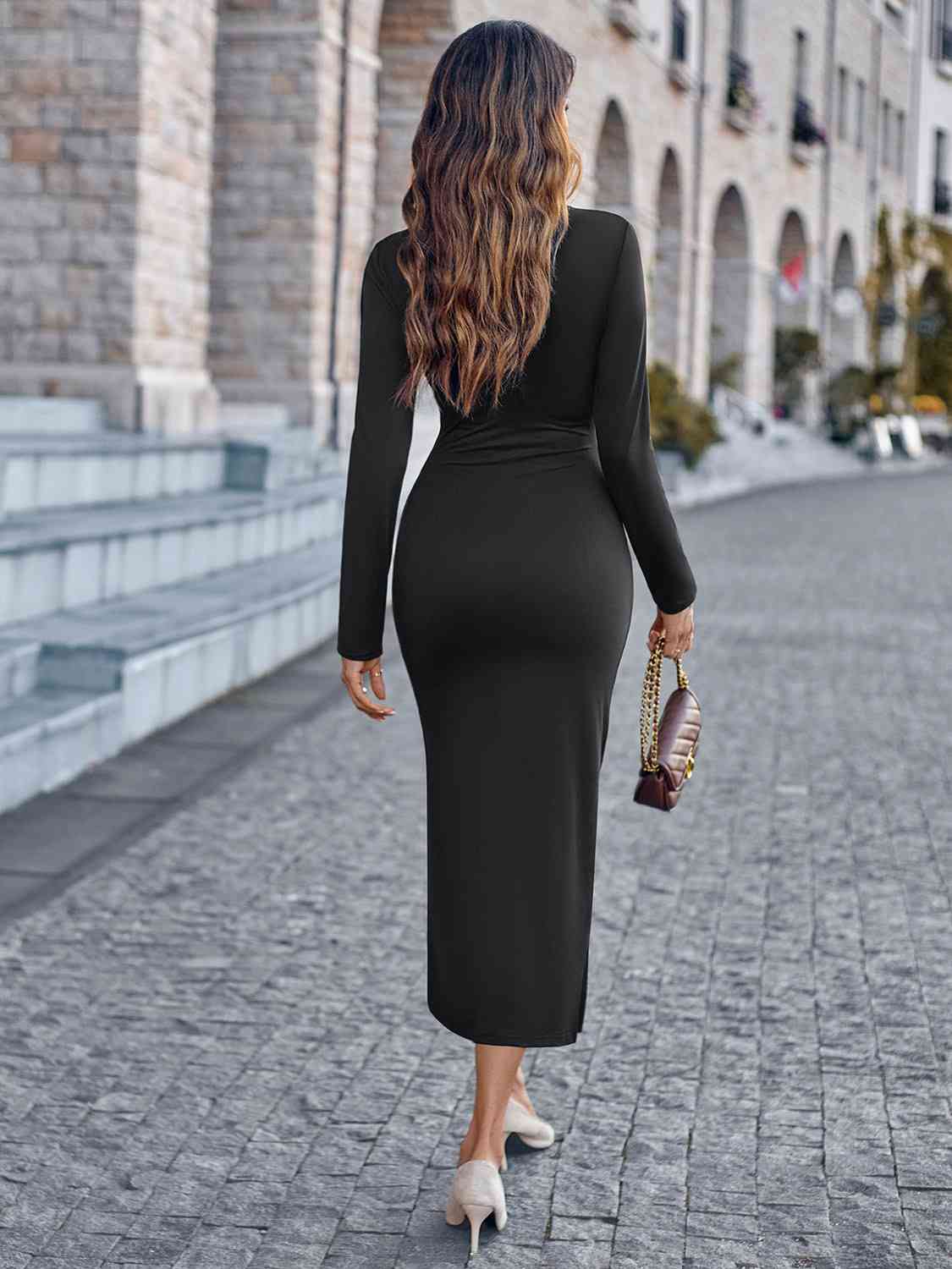 Alora Twisted Cutout Front Slit Dress