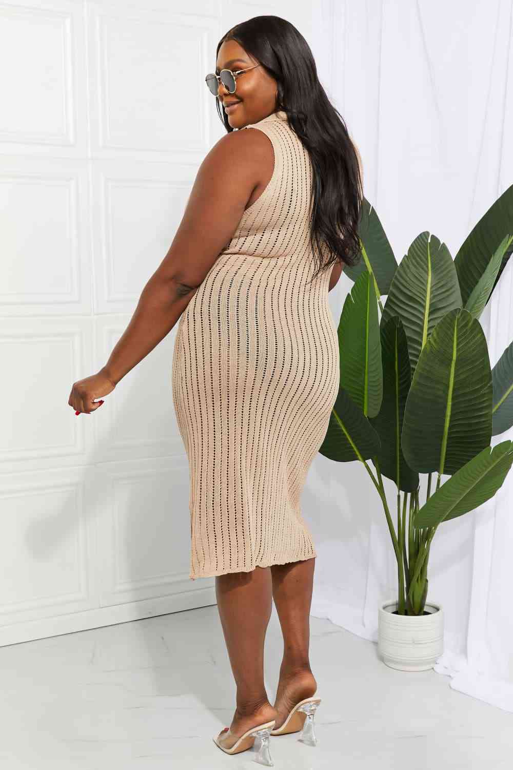 Demi Openwork Johnny Collar Cover Up Dress