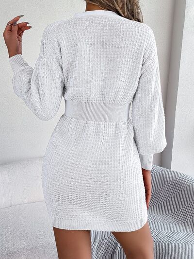 Harper Buttoned Cable-Knit V-Neck Sweater Dress