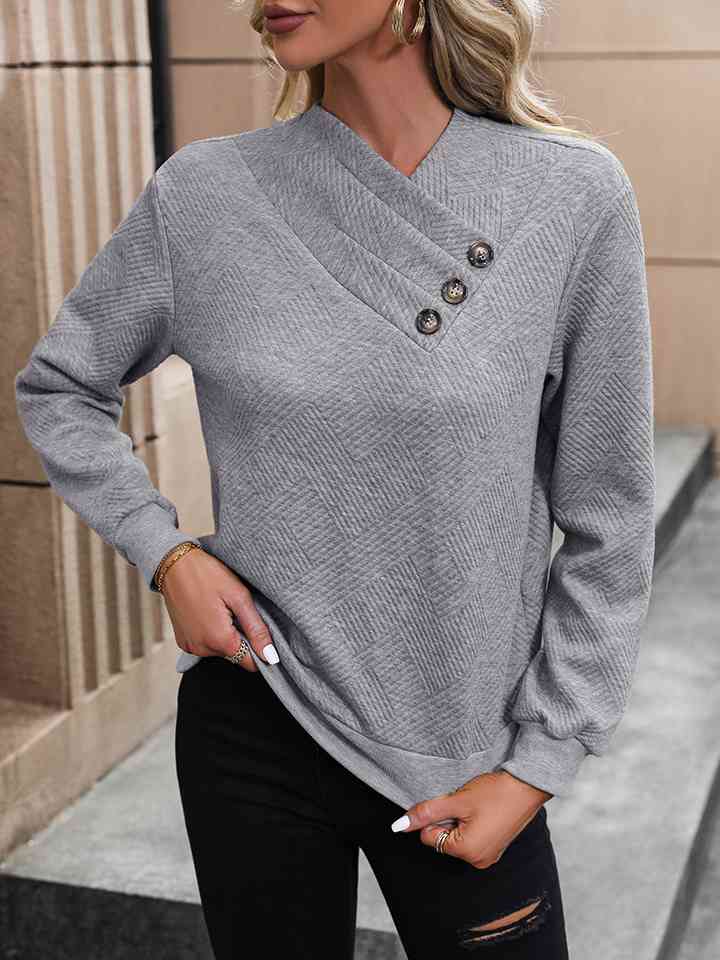 Gabby Asymmetrical Neck Long Sleeve Blouse