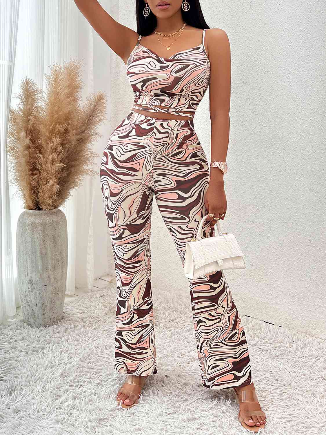 Cassie Printed Sleeveless Wide Leg Jumpsuit