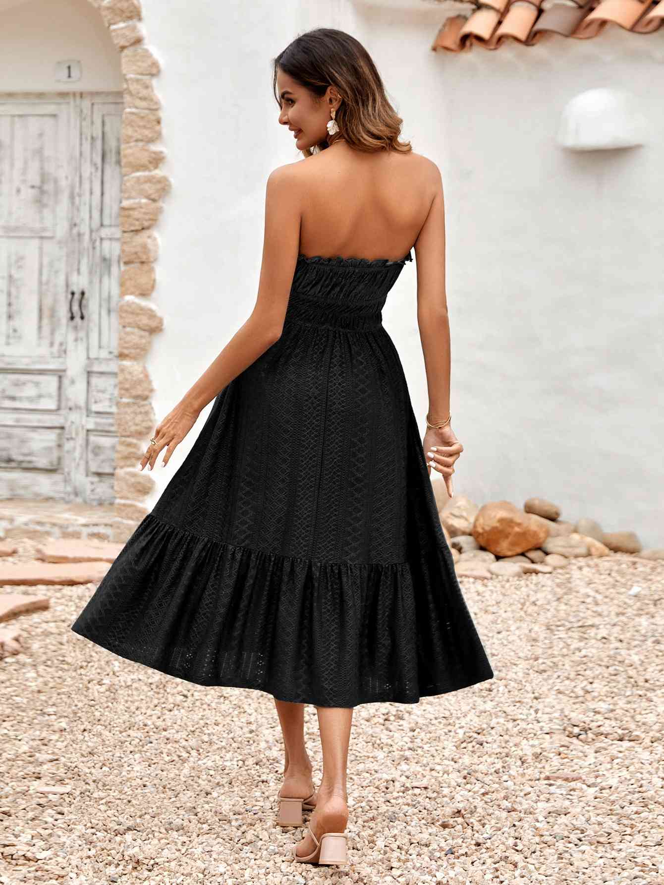 Georgia Frill Trim Strapless Midi Dress