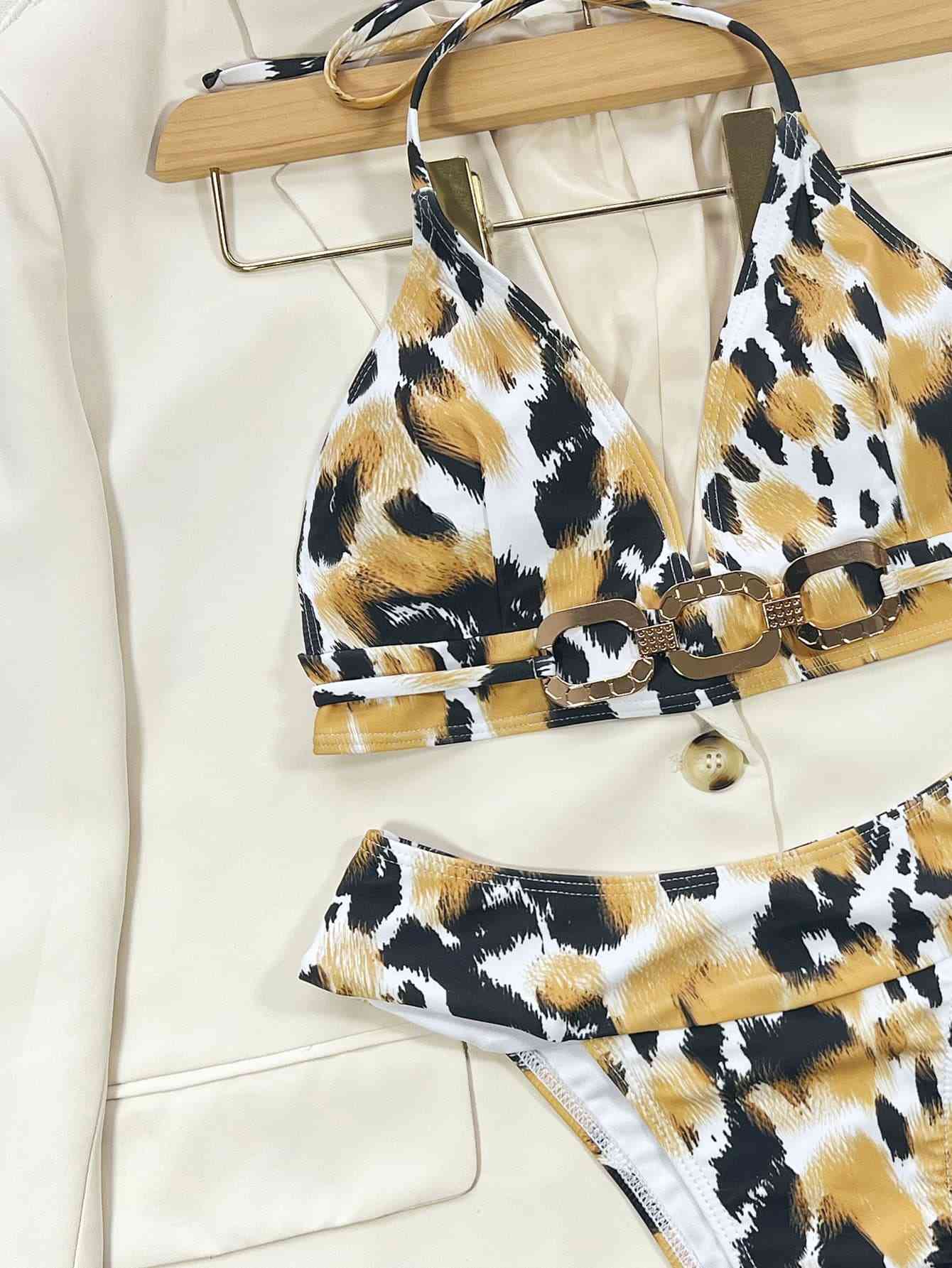 Safari Sizzle Animal Print Halter Neck Bikini Set
