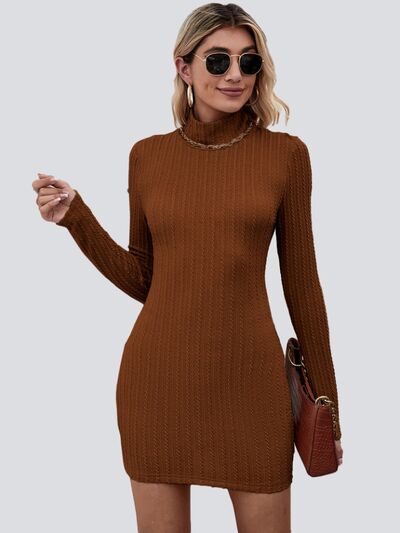 Sadie Cutout Mock Neck Long Sleeve Wrap Dress