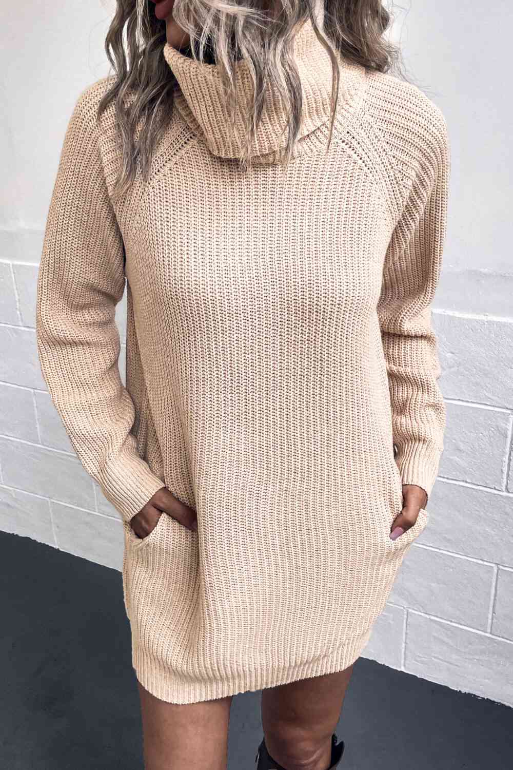 Ryann Turtleneck Sweater Dress with Pockets