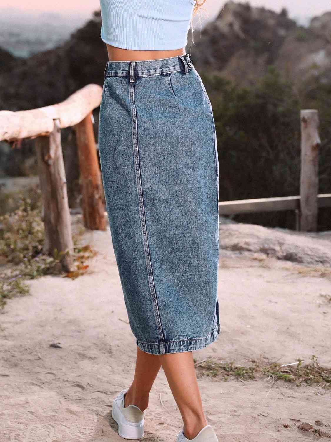 Unforgettable Button Down Denim Skirt