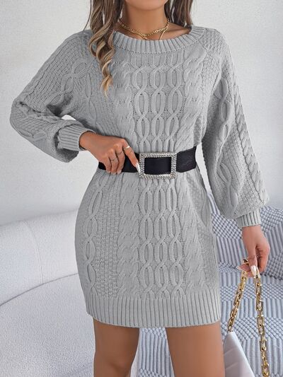 Melody Cable-Knit Round Neck Sweater Dress