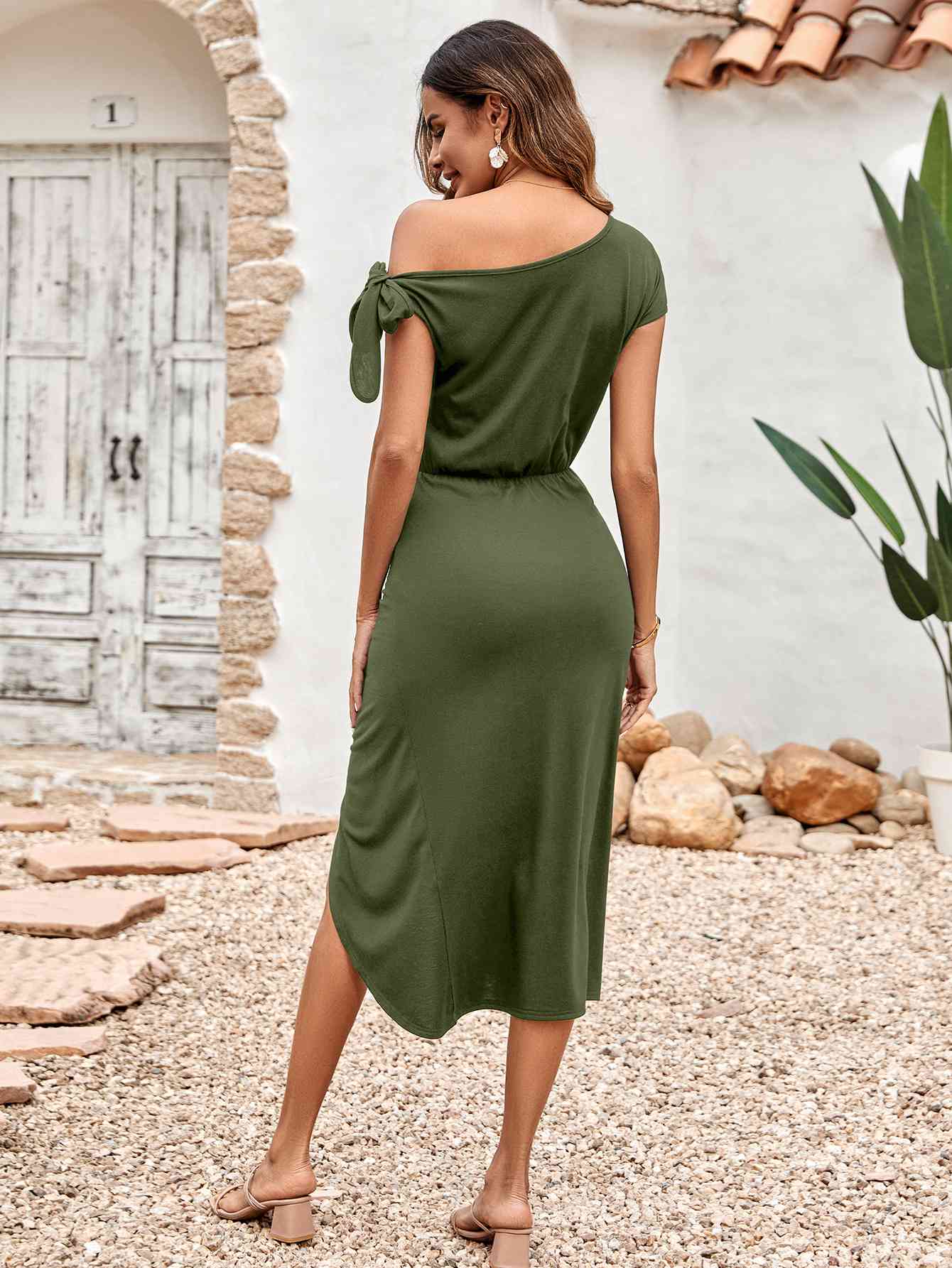 Daisy Asymmetrical Front Slit Midi Dress