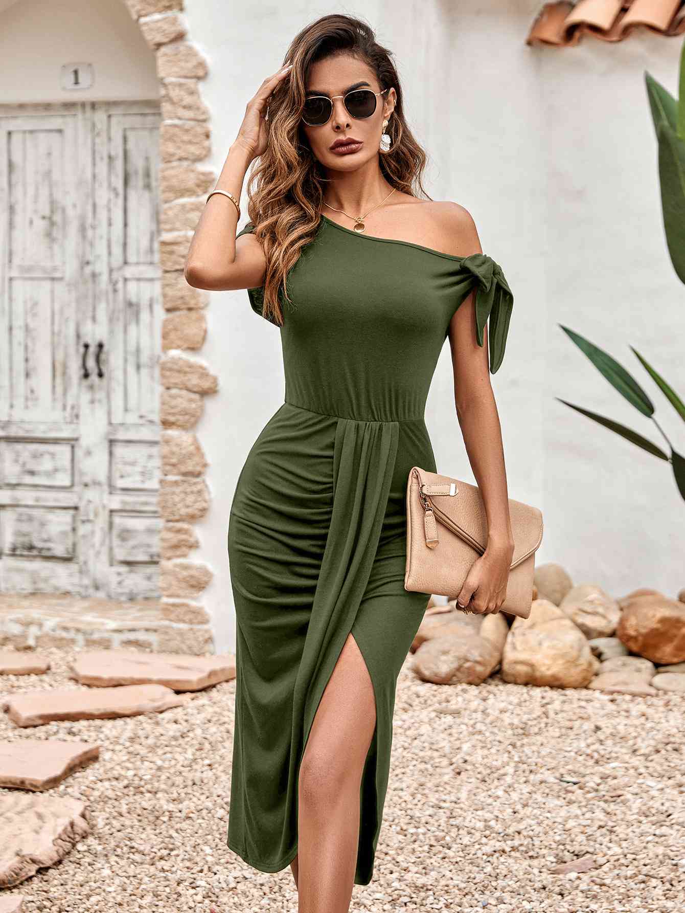 Daisy Asymmetrical Front Slit Midi Dress