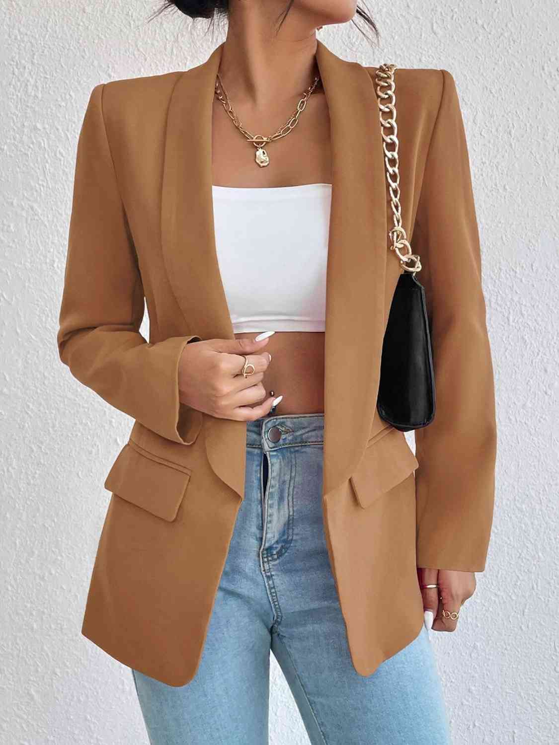 Shawl Collar Long Sleeve Blazer