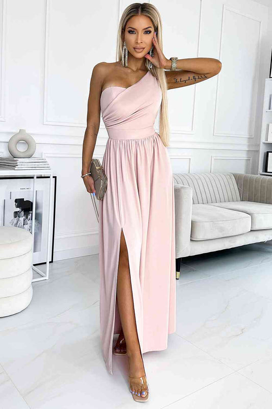 Destiny One-Shoulder Slit Maxi Dress