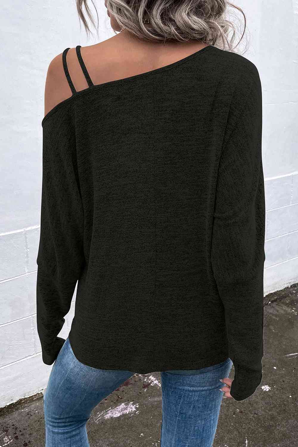 Tyla Asymmetrical Neck Long Sleeve Top