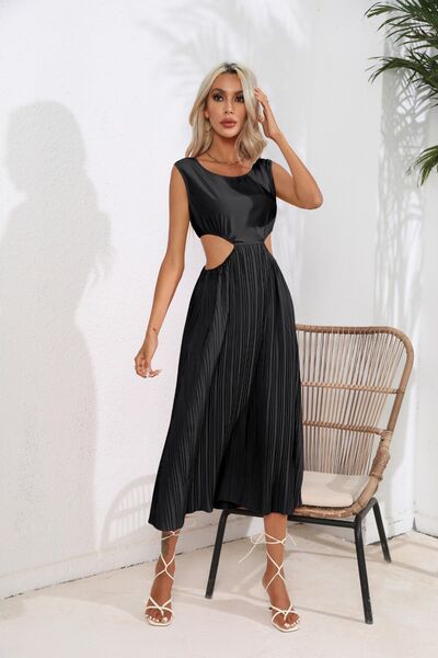 Brooklyn Cutout Ruched Round Neck Tank Dress