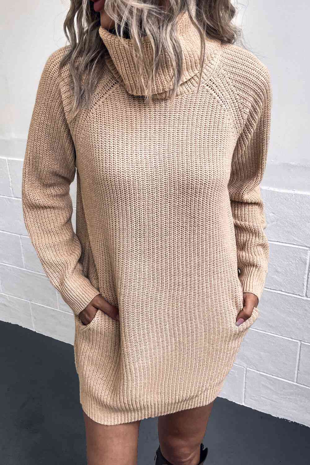 Ryann Turtleneck Sweater Dress with Pockets