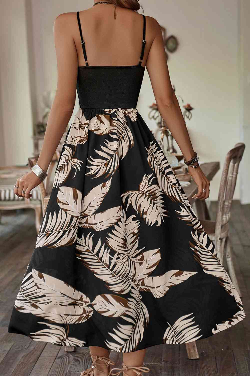 Camryn Printed Sleeveless Scoop Neck Slit Dress