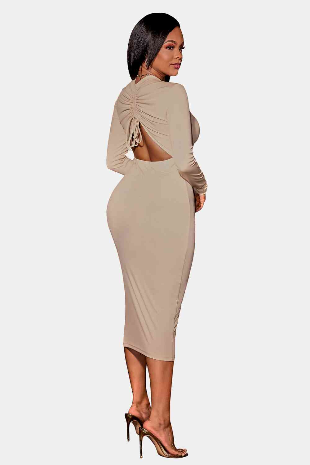 Treasure Zip Up Cutout Drawstring Detail Dress