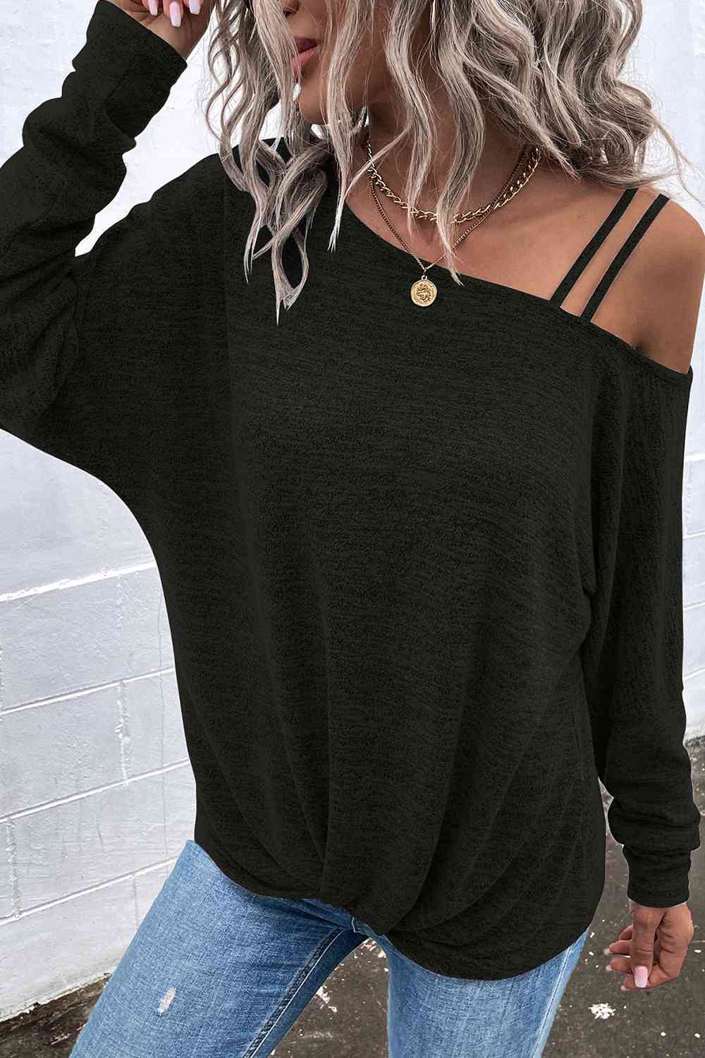 Tyla Asymmetrical Neck Long Sleeve Top