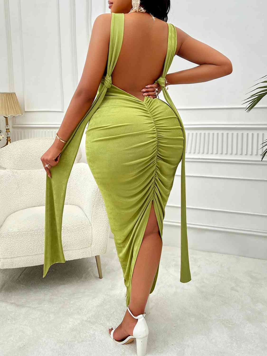 Bianca Plus Size Backless Ruched Dress