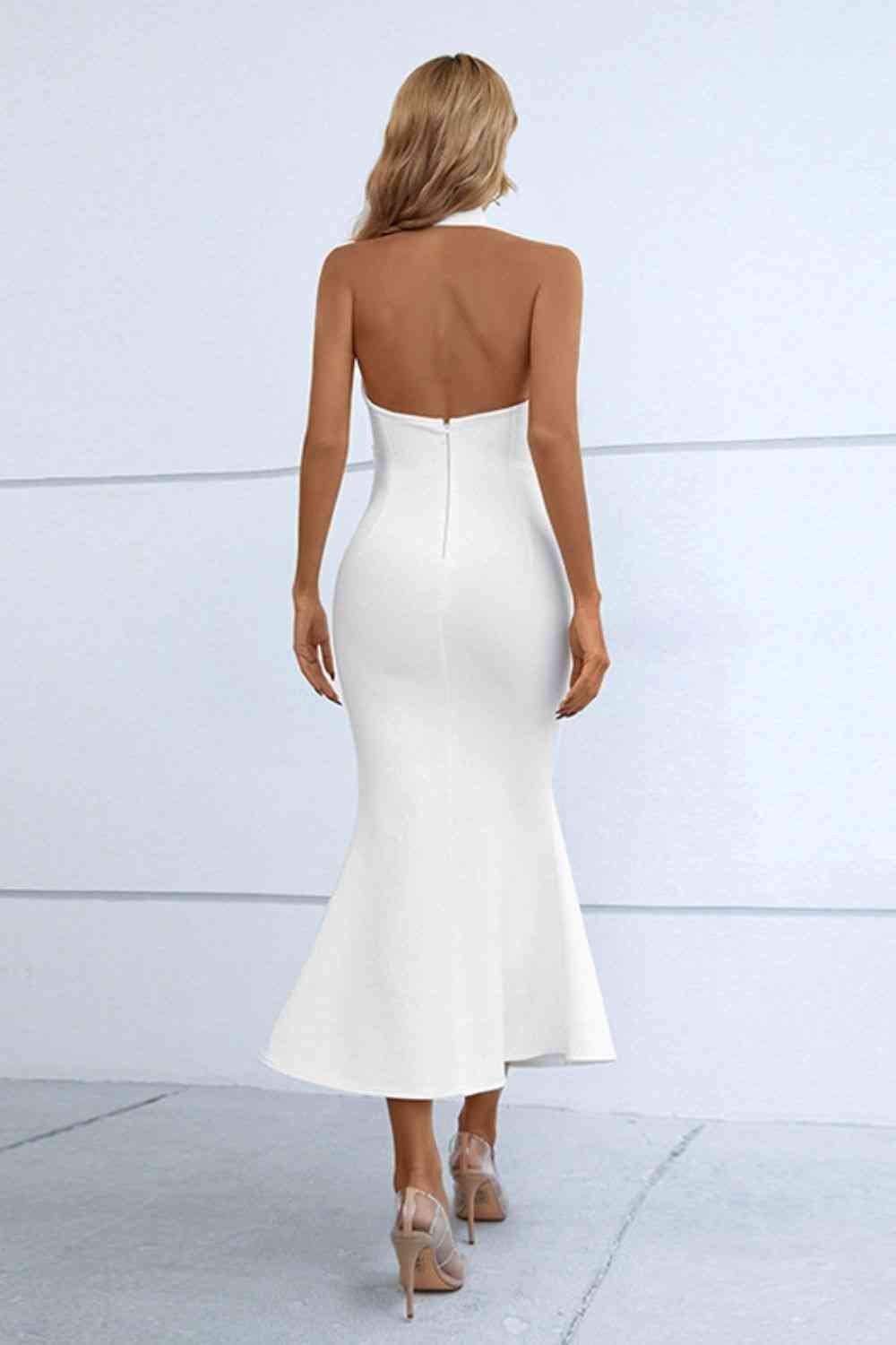 Tatum Halter Neck Split Fishtail Bodycon Dress