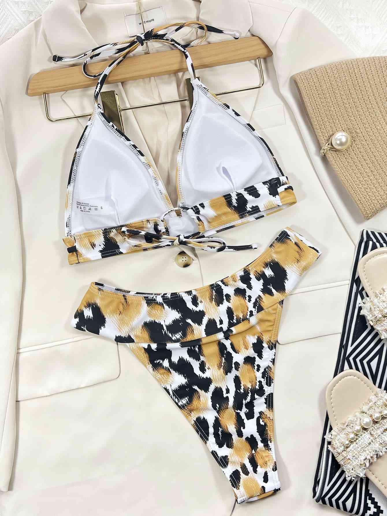 Safari Sizzle Animal Print Halter Neck Bikini Set