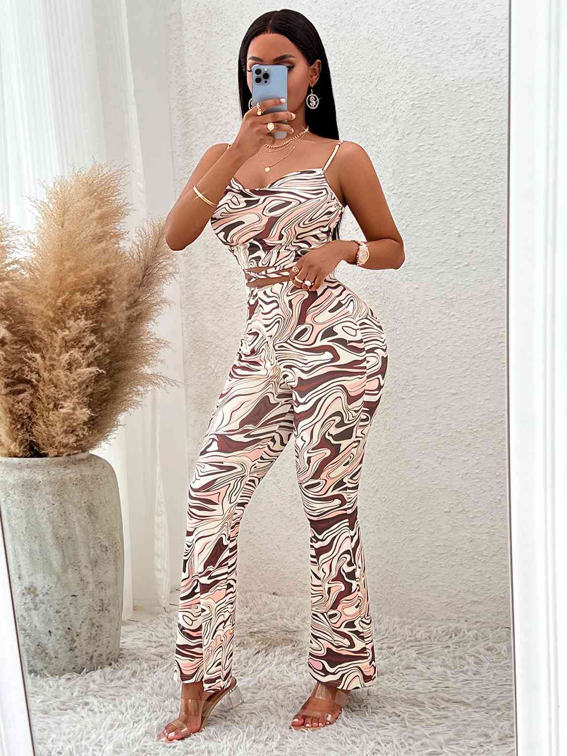 Cassie Printed Sleeveless Wide Leg Jumpsuit