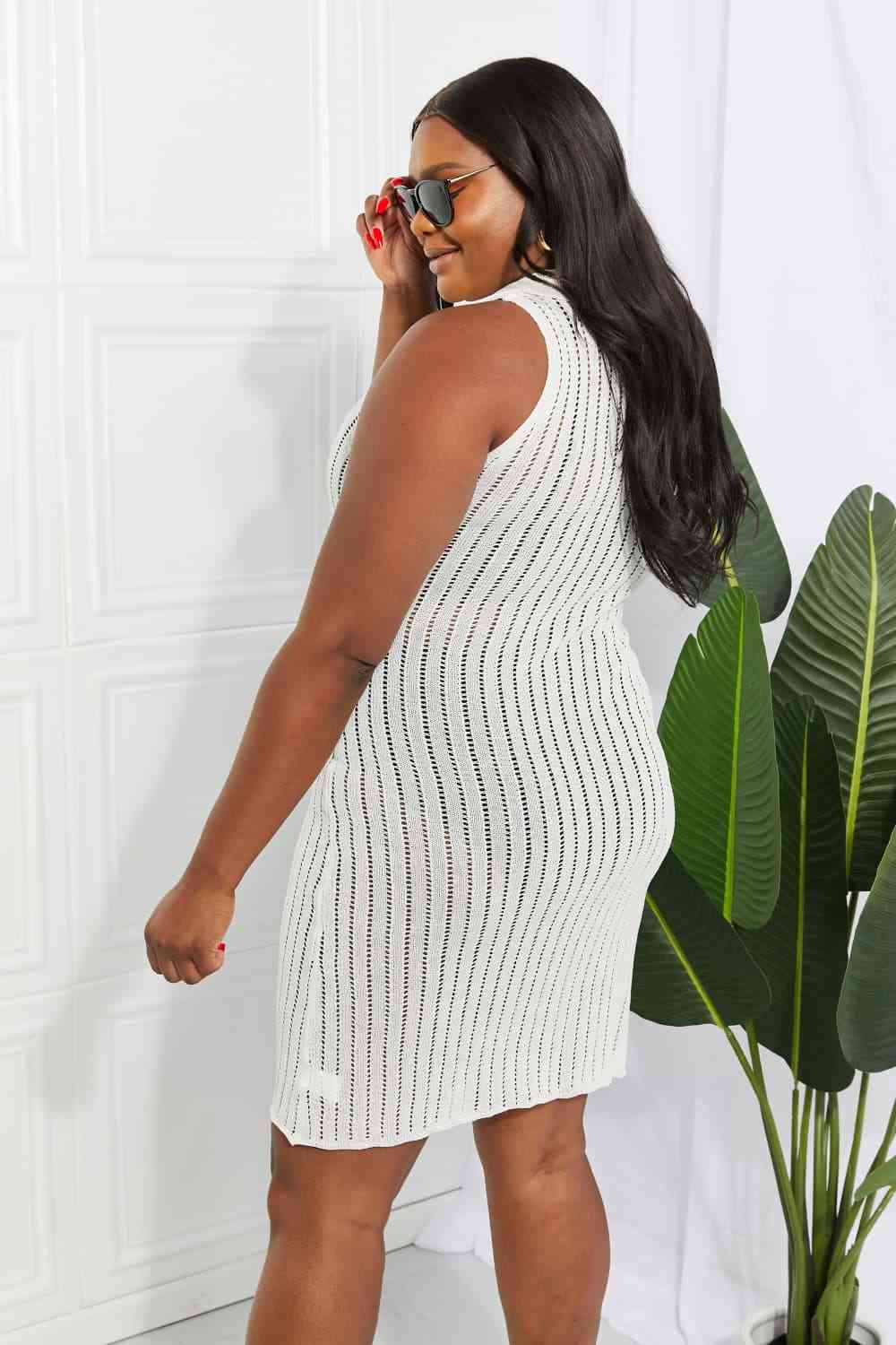 Demi Openwork Johnny Collar Cover Up Dress