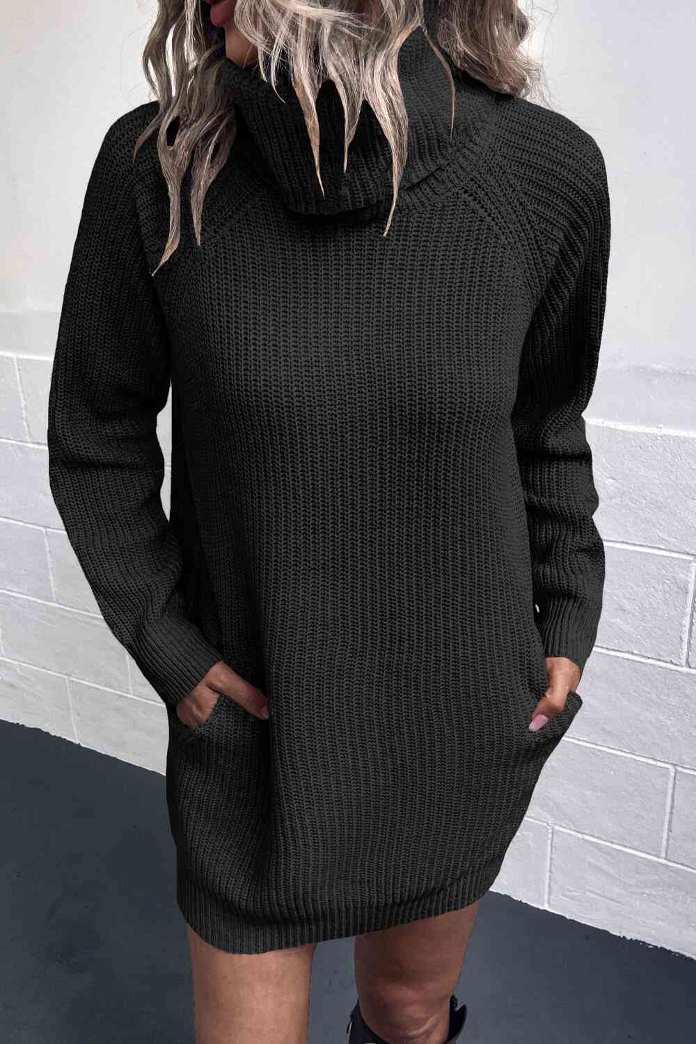 Ryann Turtleneck Sweater Dress with Pockets