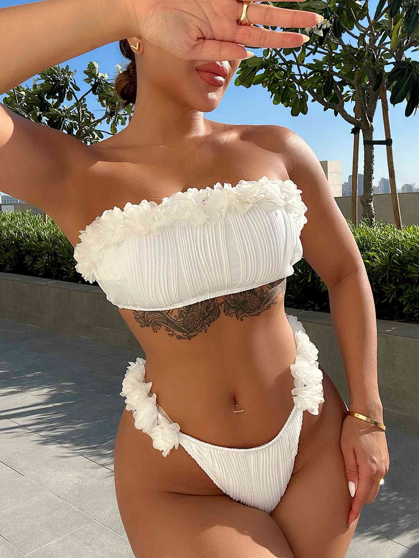 Sunny Isles Applique Tie Back Two-Piece Bikini Set