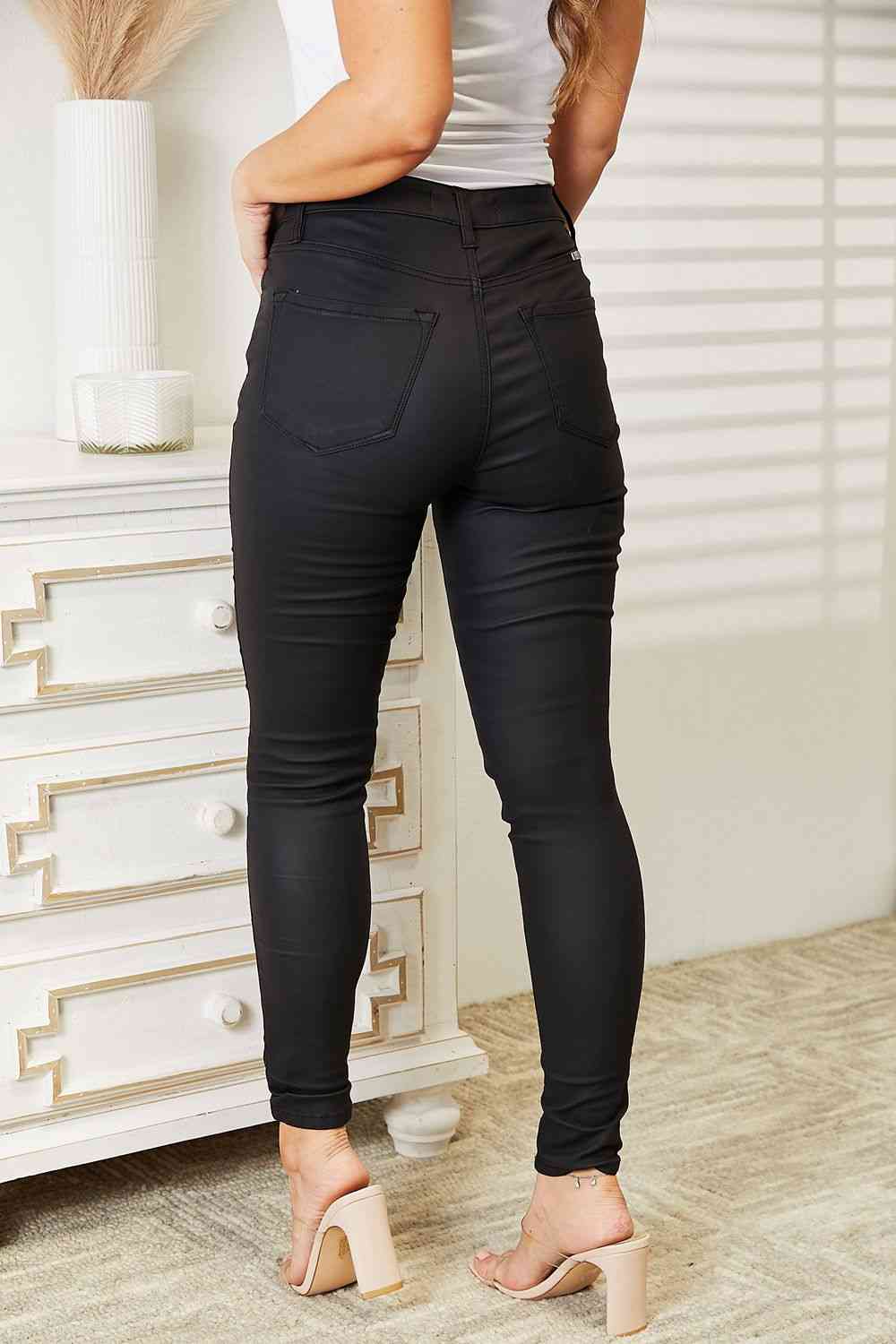 Asia Full Size High Rise Black Coated Ankle Skinny Jeans